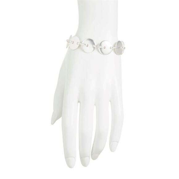 New! Lucky Brand Silver Tone Linked Disk Charm Bracelet - Picture 2 of 4